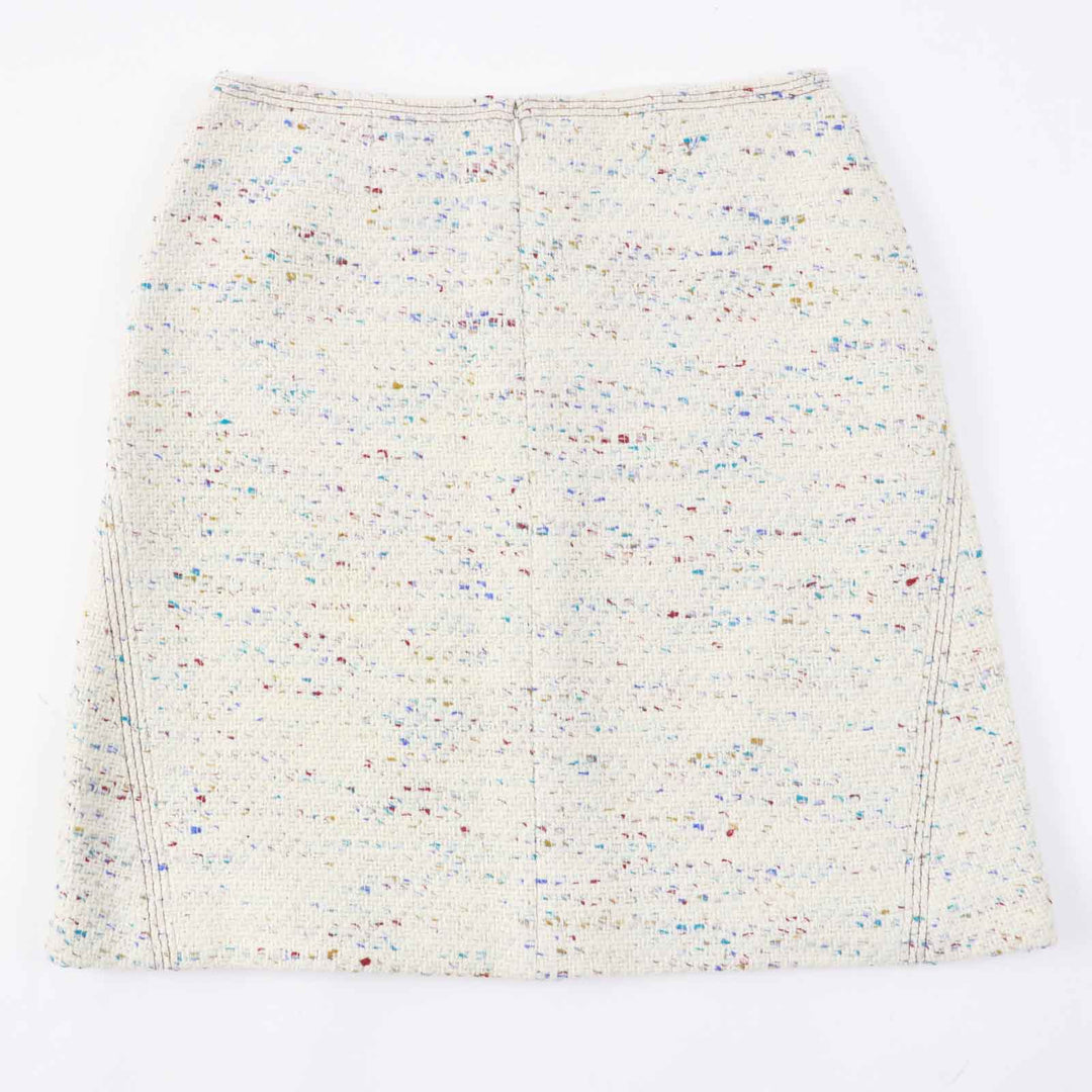 Excellent CHANEL skirt Rare COCO Mark Plate Included Light Beige Multi Women 46 03C P20369