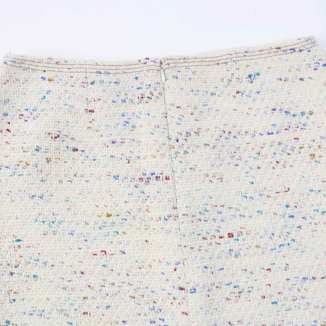 Excellent CHANEL skirt Rare COCO Mark Plate Included Light Beige Multi Women 46 03C P20369