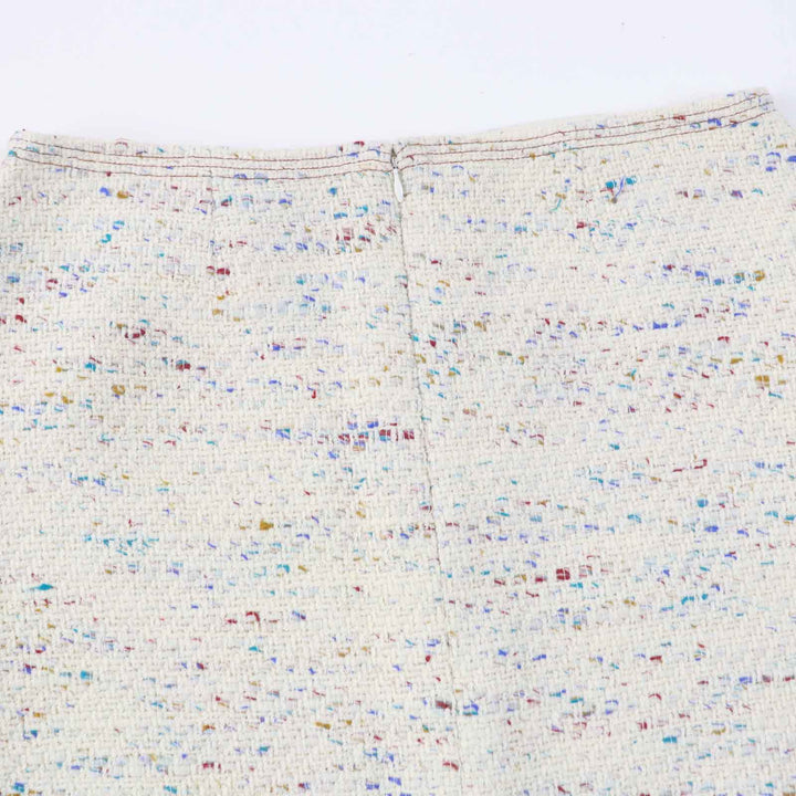 Excellent CHANEL skirt Rare COCO Mark Plate Included Light Beige Multi Women 46 03C P20369