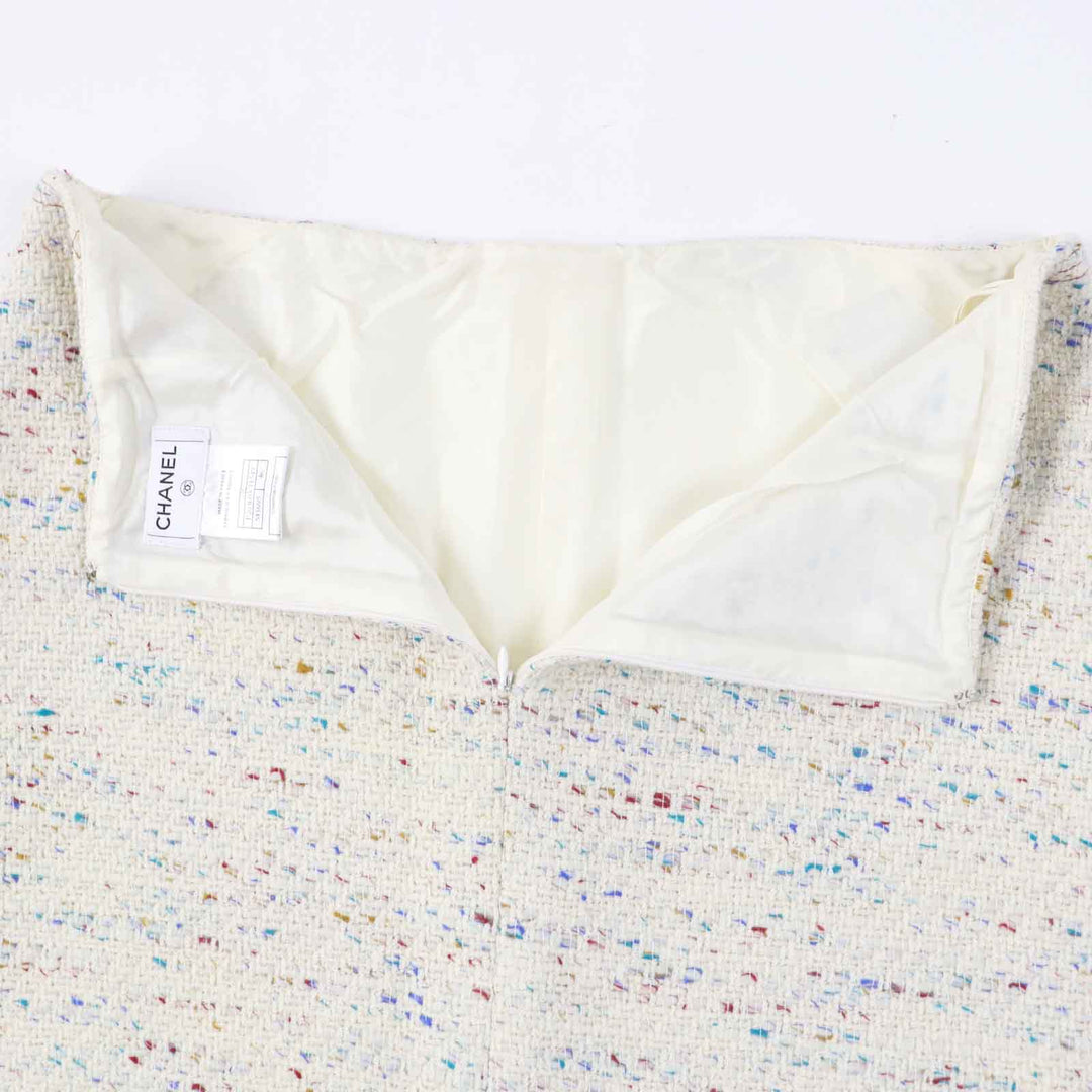 Excellent CHANEL skirt Rare COCO Mark Plate Included Light Beige 46 03C P20369