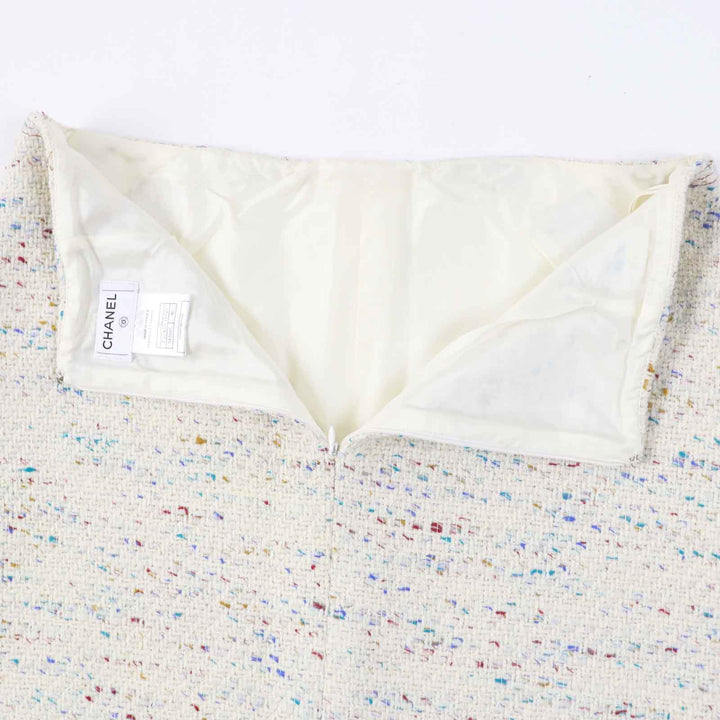 Excellent CHANEL skirt Rare COCO Mark Plate Included Light Beige 46 03C P20369