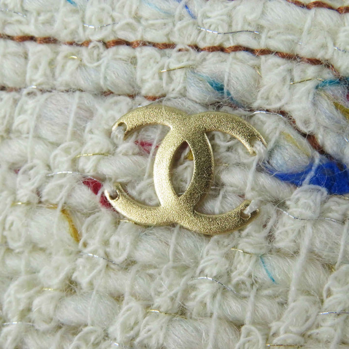 Excellent CHANEL skirt Rare COCO Mark Plate Included Light Beige Multi Women 46 03C P20369