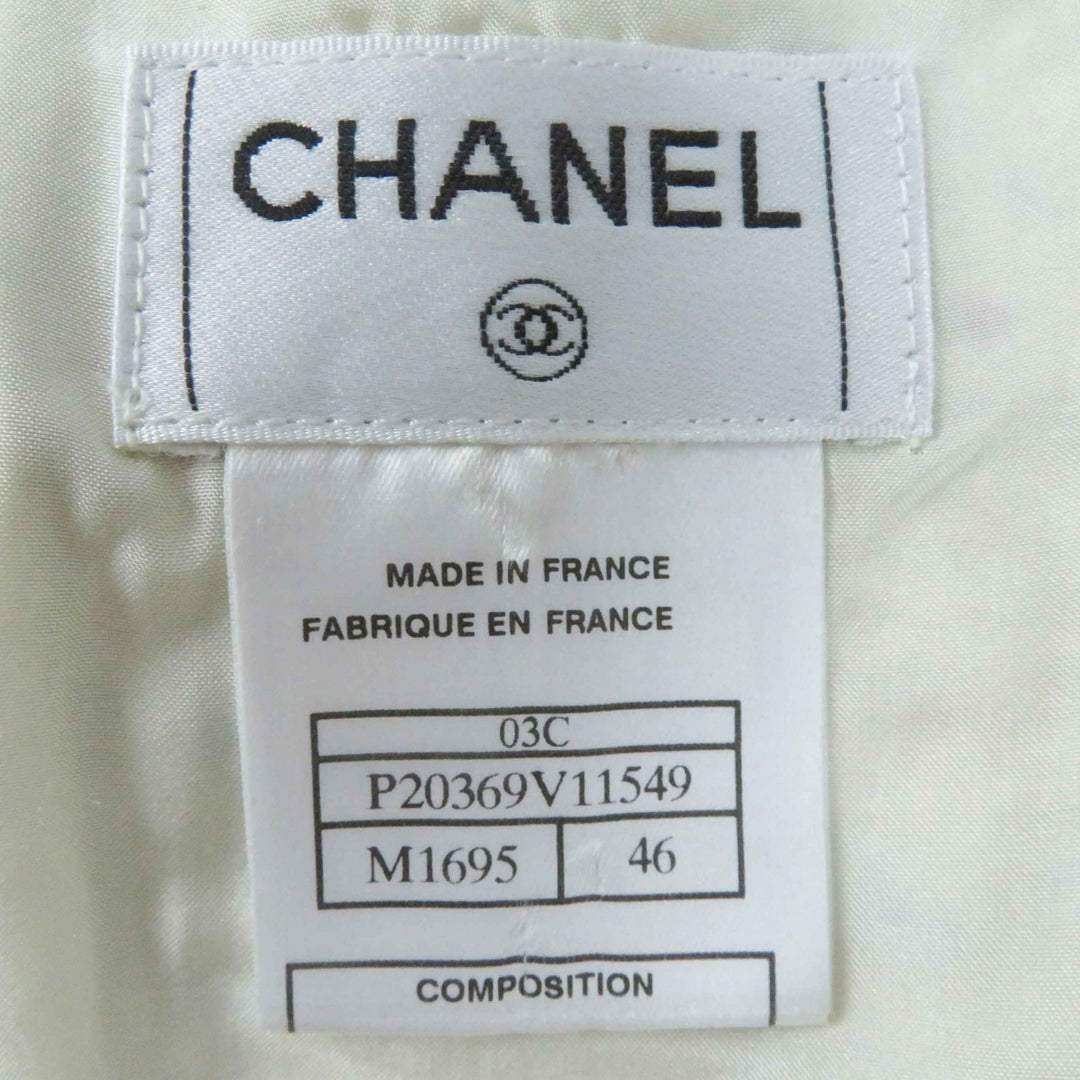 Excellent CHANEL skirt Rare COCO Mark Plate Included Light Beige 46 03C P20369