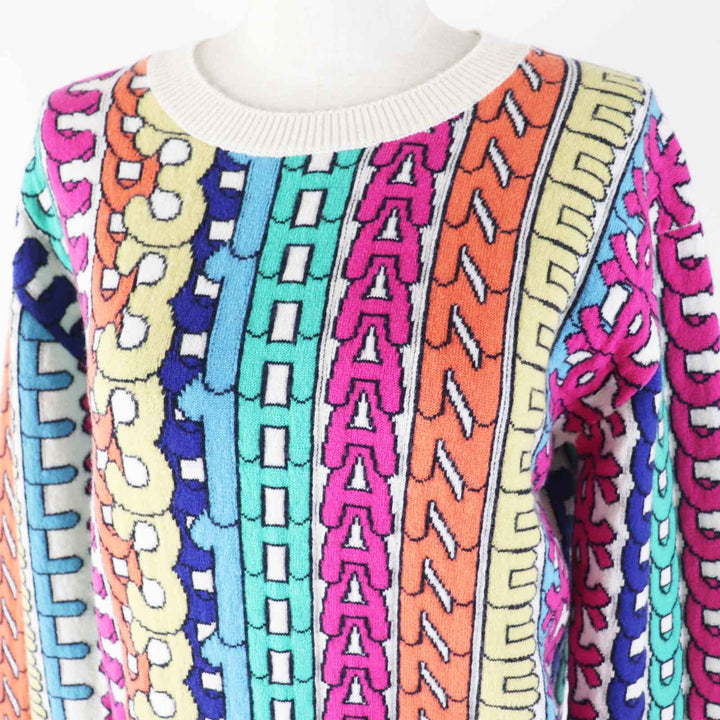 Excellent CHANEL knit COCO Mark with Stone Multi cashmere Women 34 P71599