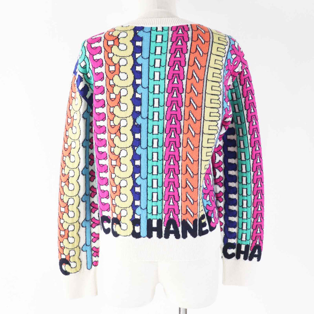 Excellent CHANEL knit COCO Mark with Stone Multi cashmere Women 34 P71599