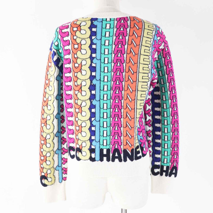 Excellent CHANEL knit COCO Mark with Stone Multi cashmere Women 34 P71599
