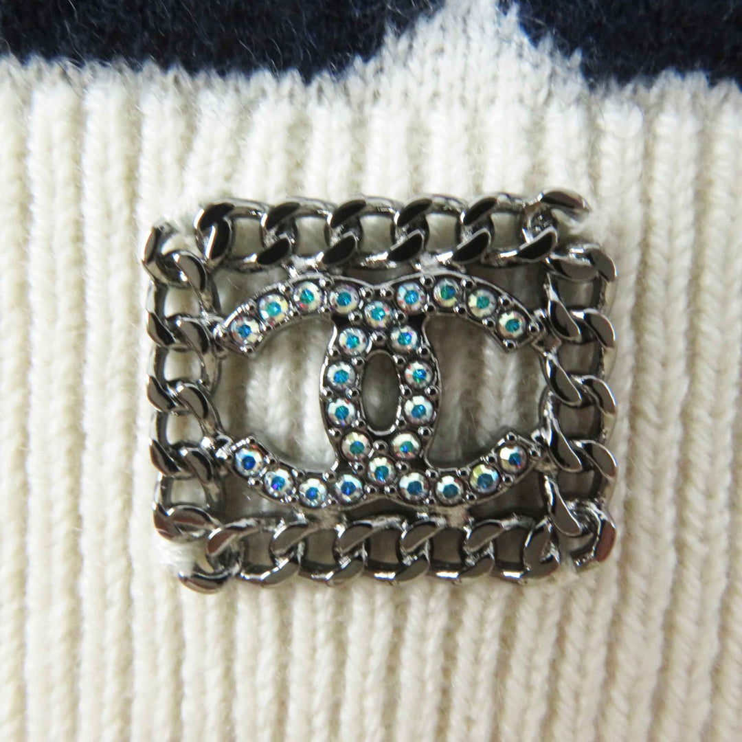 Excellent CHANEL knit COCO Mark with Stone Multi cashmere Women 34 P71599