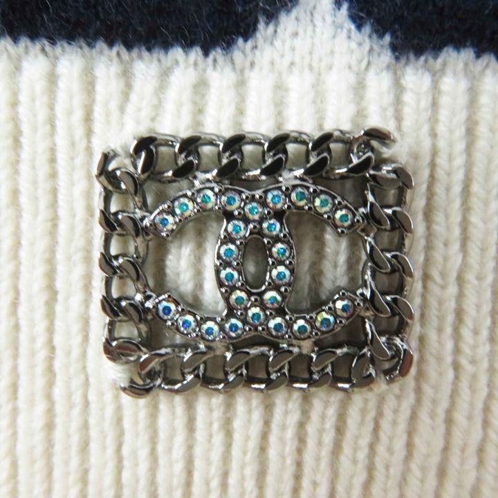 Excellent CHANEL knit COCO Mark with Stone Multi cashmere Women 34 P71599