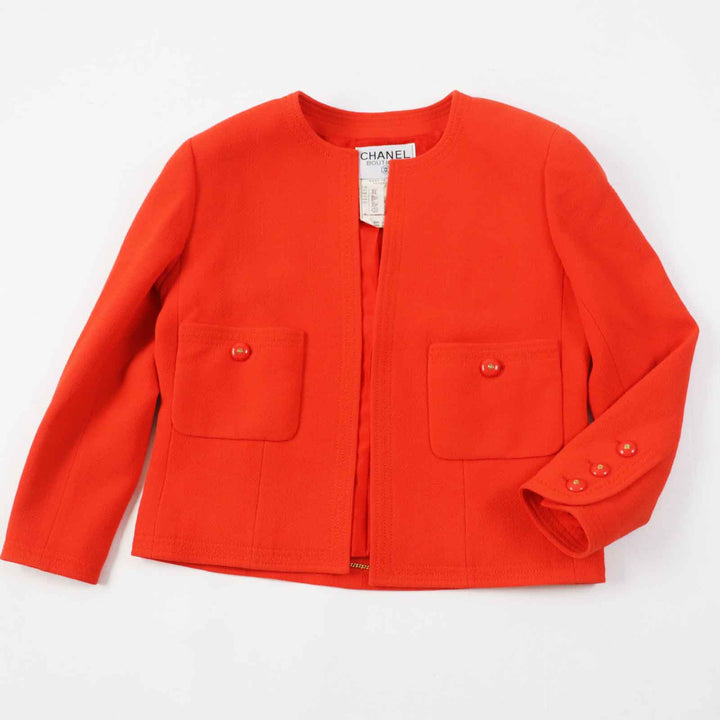 Excellent CHANEL setup COCO Mark button vermilion wool Women