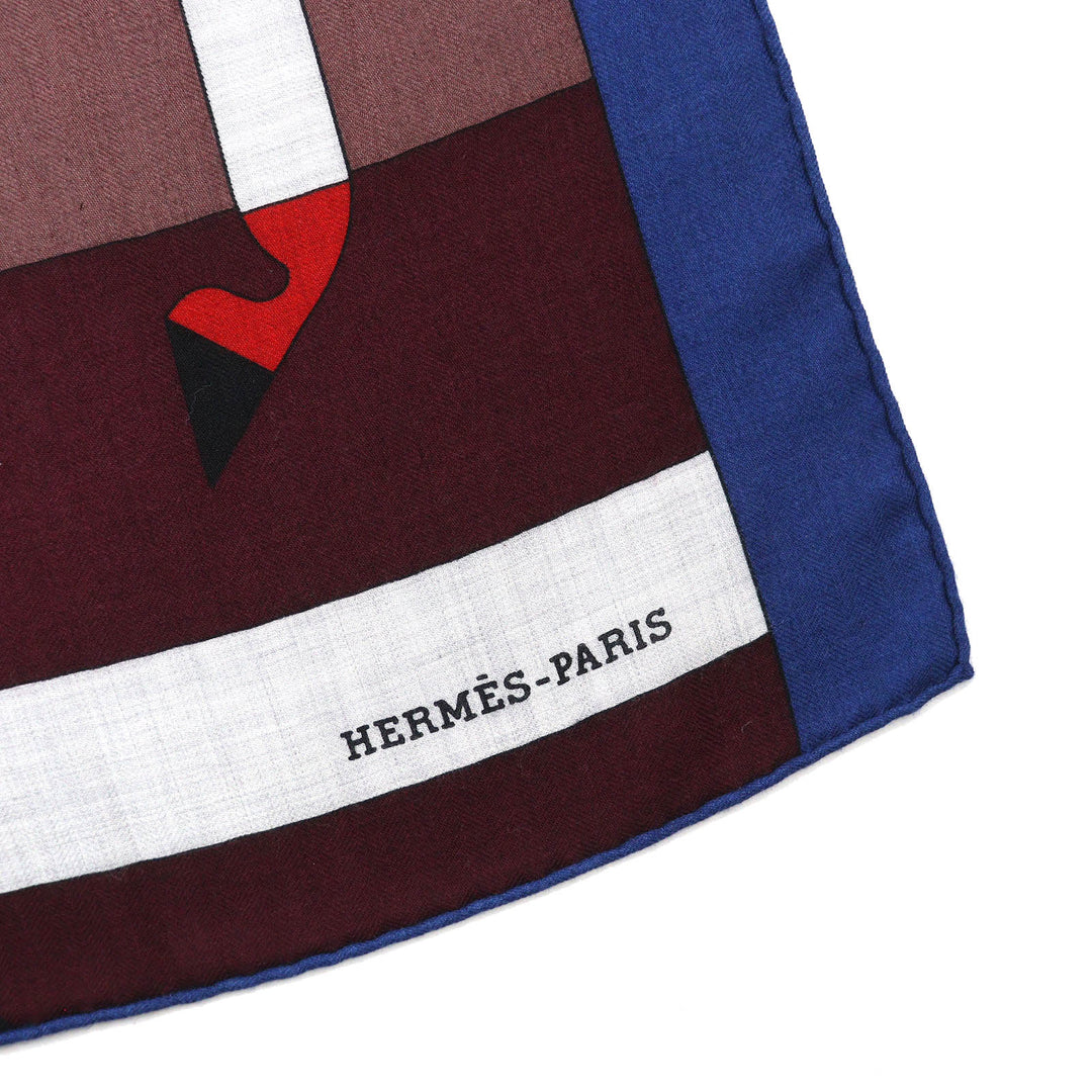 Pristine HERMES scarf ROCABAR Carre 140 BR/GRIS CHINE/BORDEAU cashmere Women 242708S