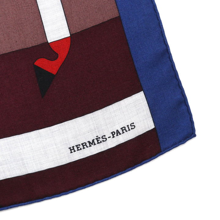 Pristine HERMES scarf ROCABAR Carre 140 BR/GRIS CHINE/BORDEAU cashmere Women 242708S