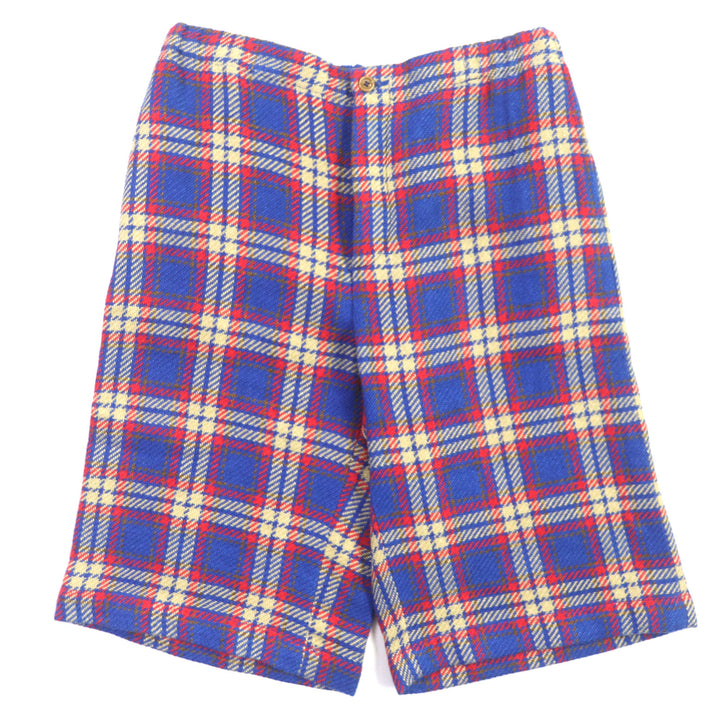 Pristine GUCCI Shorts Embroidered Button Fly Tweed Shorts blue multi linen mens