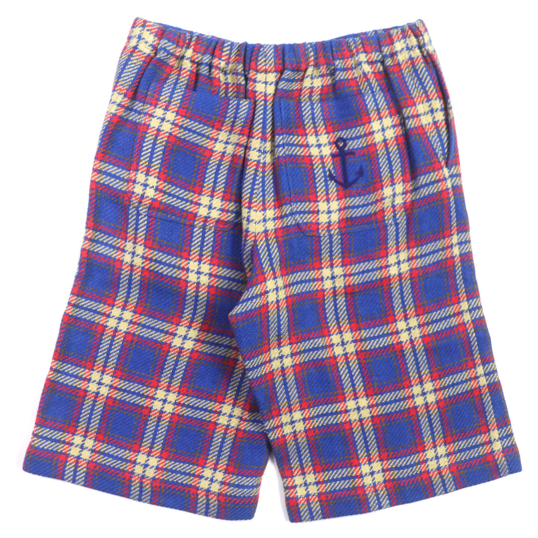 Pristine GUCCI Shorts Embroidered Button Fly Tweed Shorts blue multi linen mens