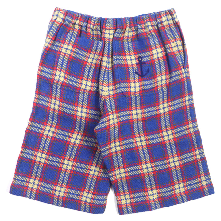 Pristine GUCCI Shorts Embroidered Button Fly Tweed Shorts blue multi linen mens