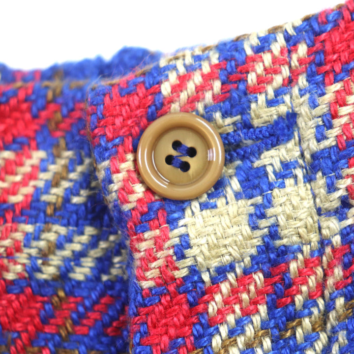 Pristine GUCCI Shorts Embroidered Button Fly Tweed Shorts blue multi linen mens