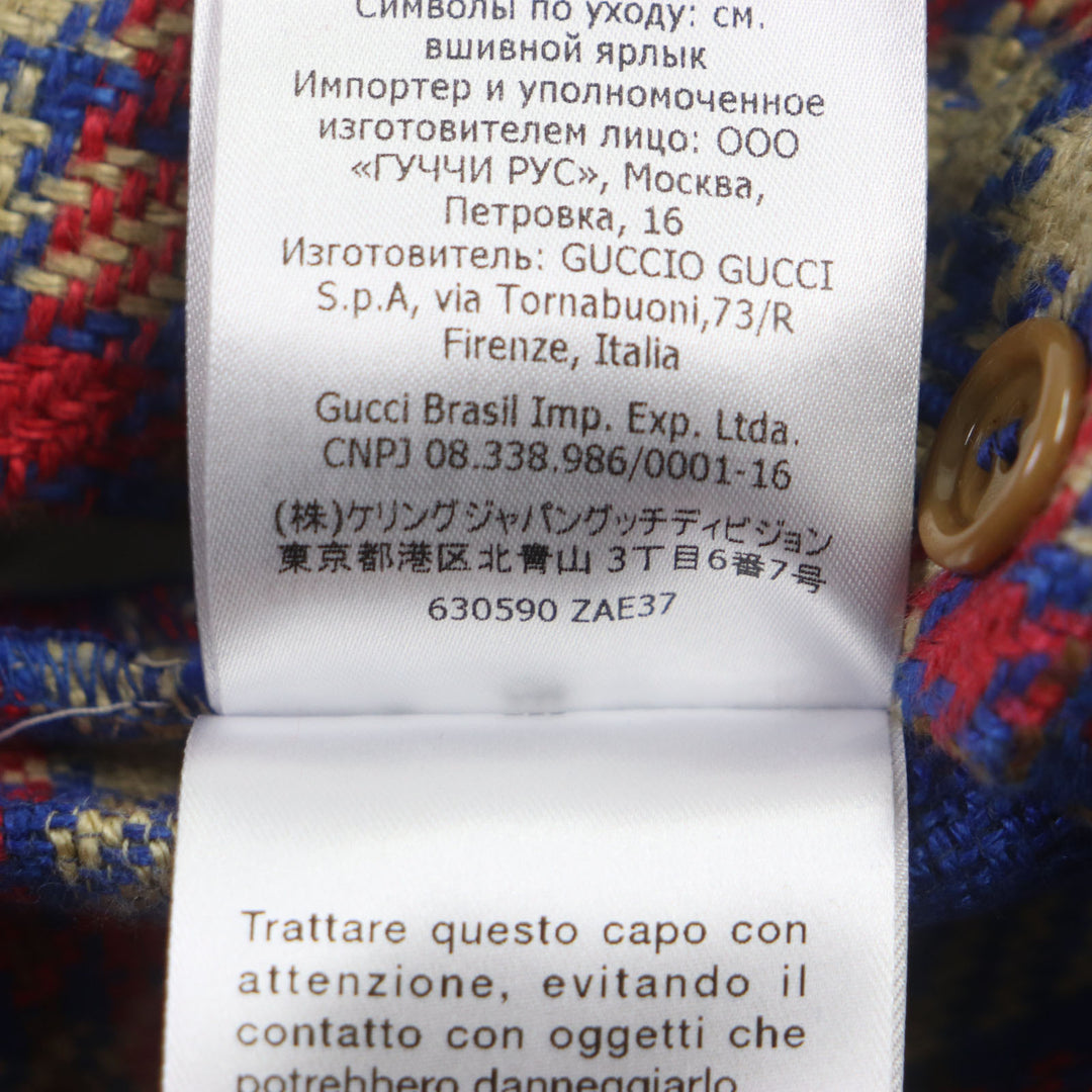 Pristine GUCCI Shorts Embroidered Button Fly Tweed Shorts blue multi linen mens