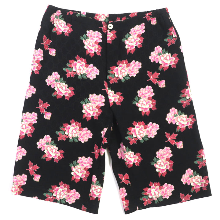 Great GUCCI Shorts GG pattern floral shorts Black pink silk mens 44 624399