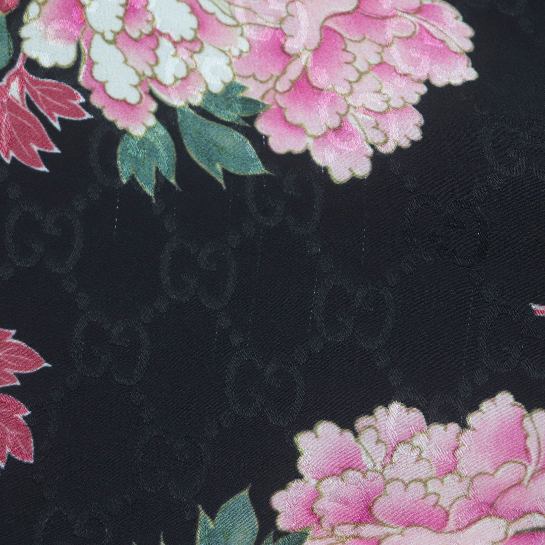 Great GUCCI Shorts GG pattern floral shorts Black pink silk mens 44 624399