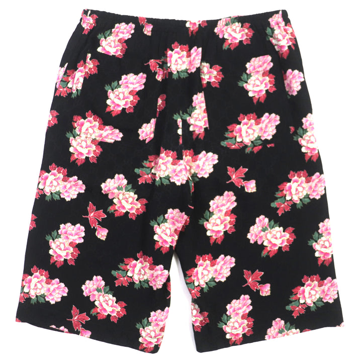 Great GUCCI Shorts GG pattern floral shorts Black pink silk mens 44 624399