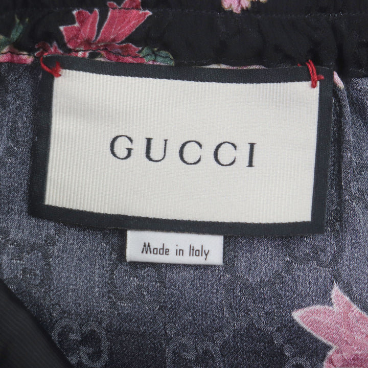 Great GUCCI Shorts GG pattern floral shorts Black pink silk mens 44 624399