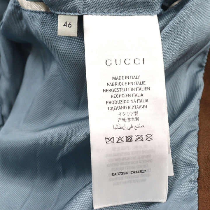 Pristine GUCCI Blouson Shelly Line Harrington Jacket Brown Goat leather mens 46