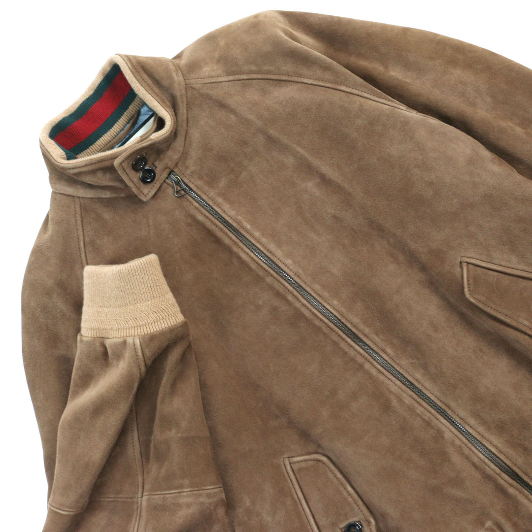 Pristine GUCCI Blouson Shelly Line Harrington Jacket Brown Goat leather mens 46