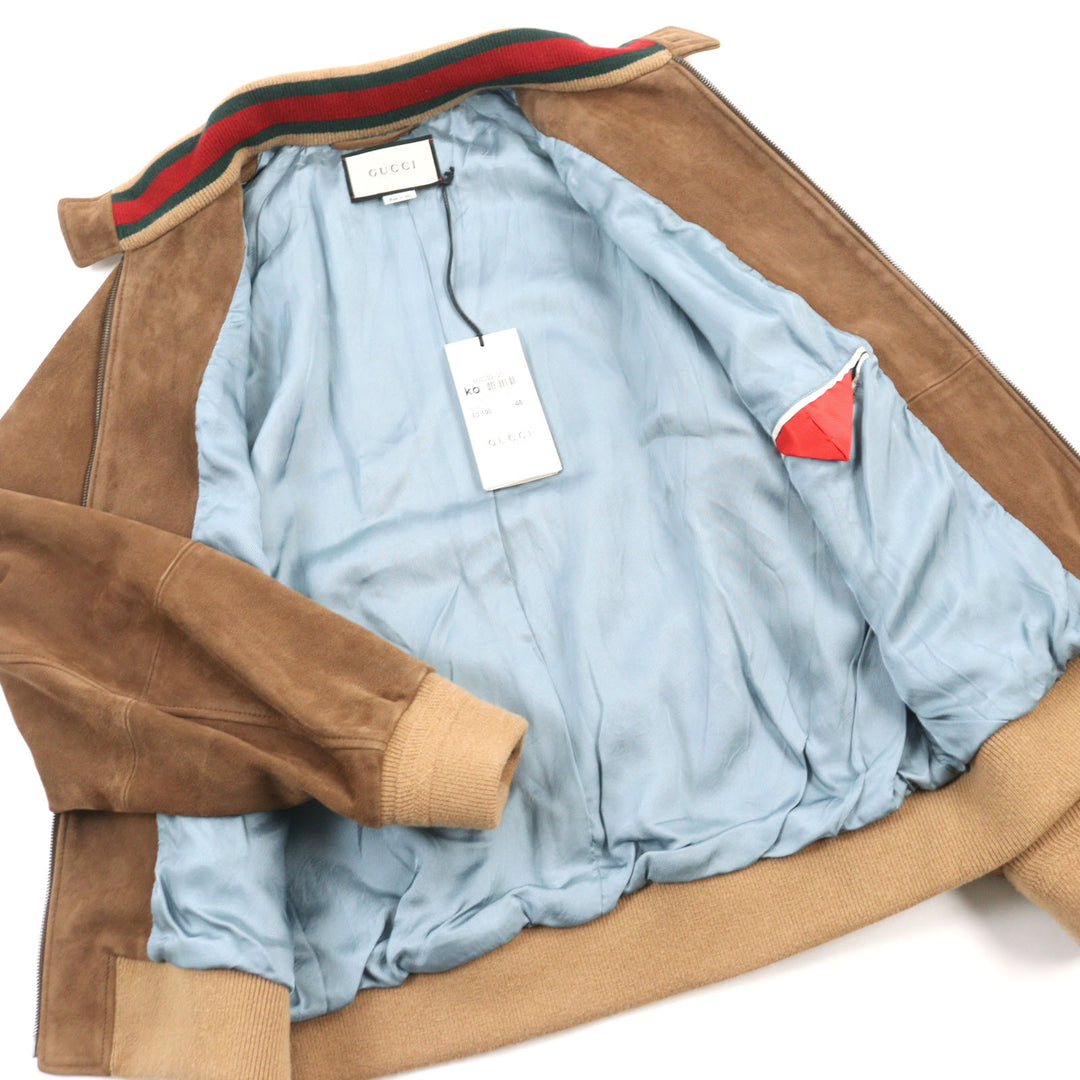Pristine GUCCI Blouson Shelly Line Harrington Jacket Brown Goat leather mens 46