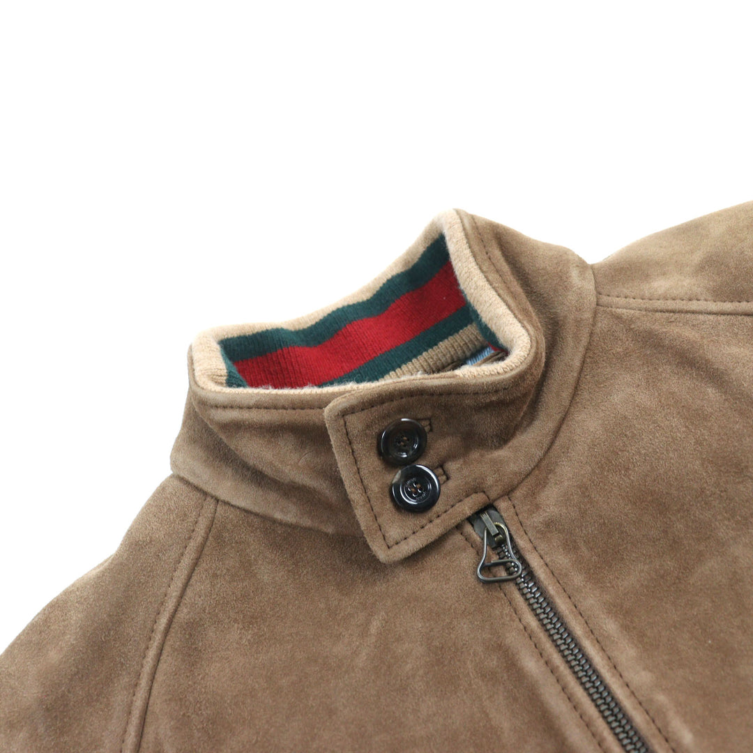 Pristine GUCCI Blouson Shelly Line Harrington Jacket Brown Goat leather mens 46