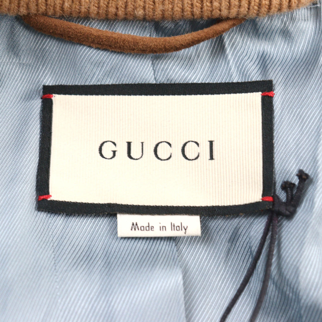 Pristine GUCCI Blouson Shelly Line Harrington Jacket Brown Goat leather mens 46