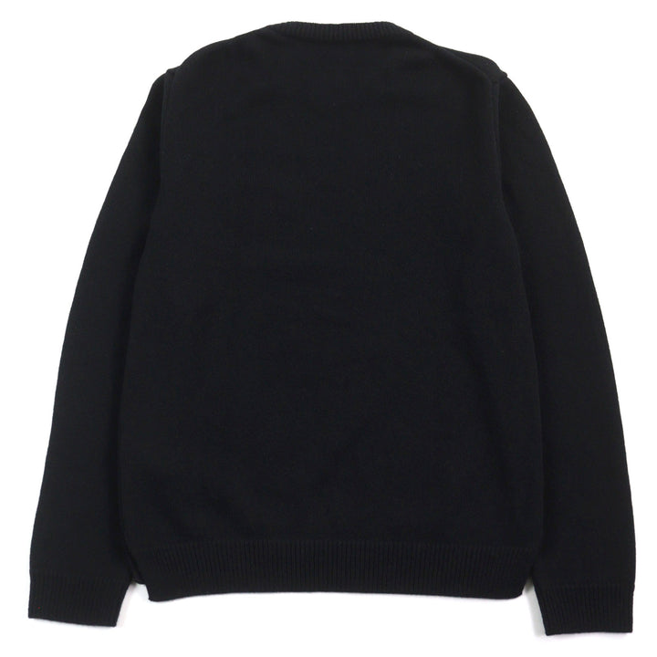Great VALENTINO knit sweater with VLTN logo patch black cashmere mens S