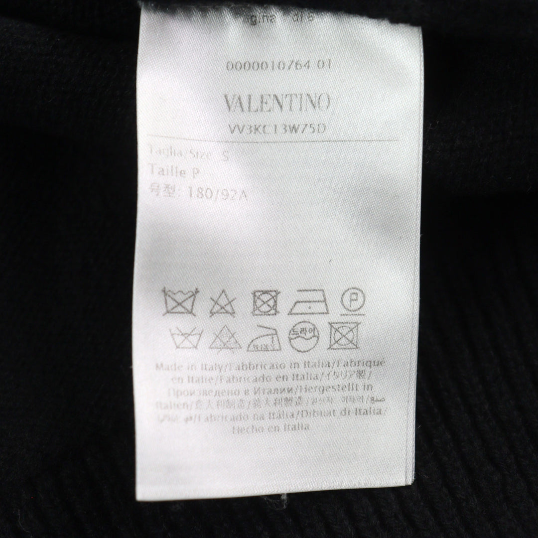 Great VALENTINO knit sweater with VLTN logo patch black cashmere mens S