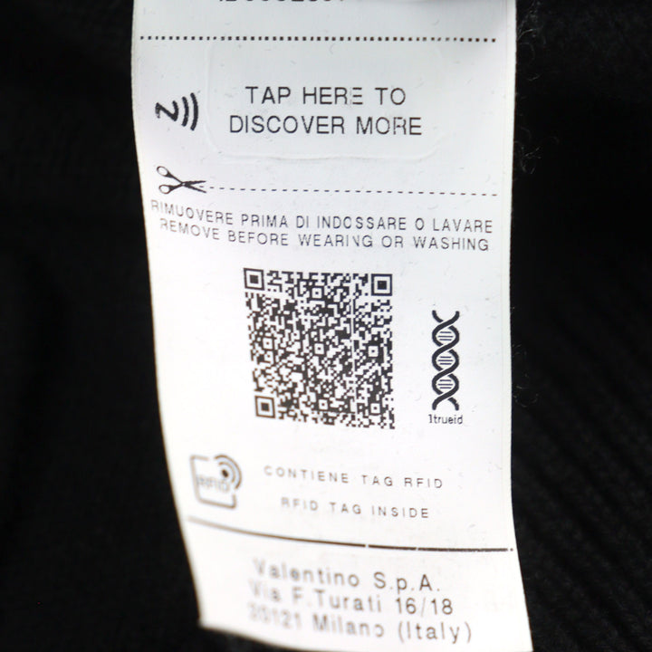 Great VALENTINO knit sweater with VLTN logo patch black cashmere mens S