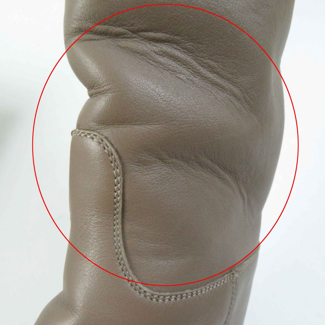 HERMES Knee-high boots Kelly Metal Jumping Boots beige leather Women 36
