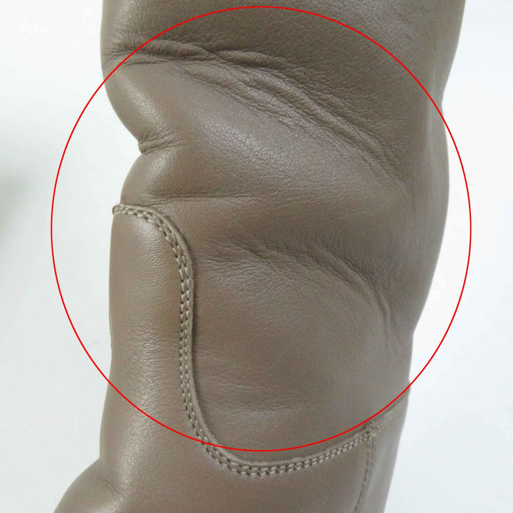 HERMES Knee-high boots Kelly Metal Jumping Boots beige leather Women 36