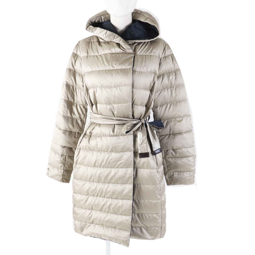 Great S MaxMara DESIGN FOR EASY LIVING down coat 3-way reversible sleeves, hooded, long beige polyamide (nylon) Women 40