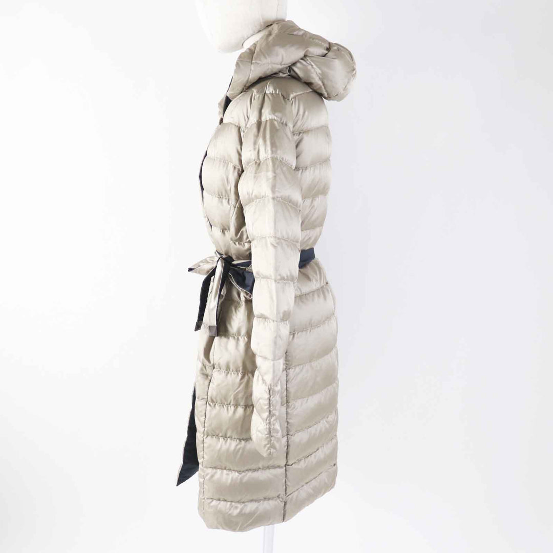 Great S MaxMara DESIGN FOR EASY LIVING down coat 3-way reversible sleeves, hooded, long beige polyamide (nylon) Women 40