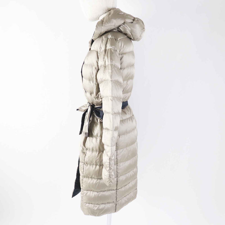 Great S MaxMara DESIGN FOR EASY LIVING down coat 3-way reversible sleeves, hooded, long beige polyamide (nylon) Women 40