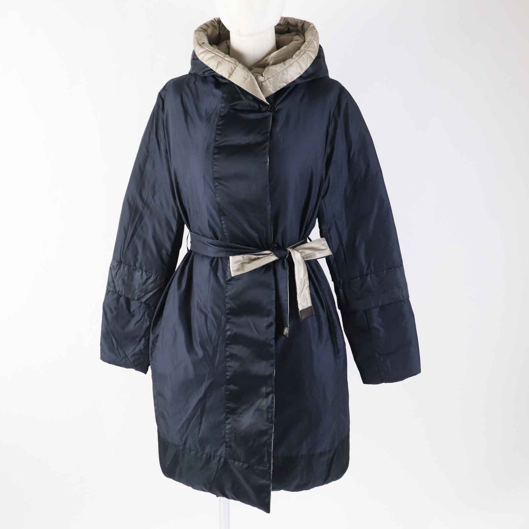 Great S MaxMara DESIGN FOR EASY LIVING down coat 3-way reversible sleeves, hooded, long beige polyamide (nylon) Women 40
