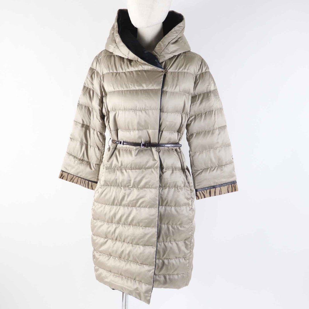 Great S MaxMara DESIGN FOR EASY LIVING down coat 3-way reversible sleeves, hooded, long beige polyamide (nylon) Women 40