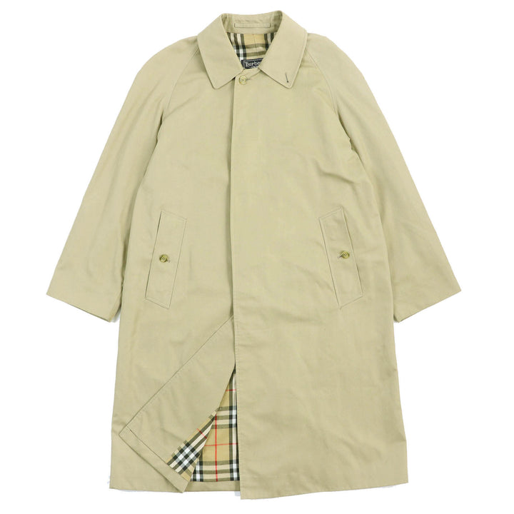 Great Burberrys coat Nova check pattern lining long beige cotton mens 46