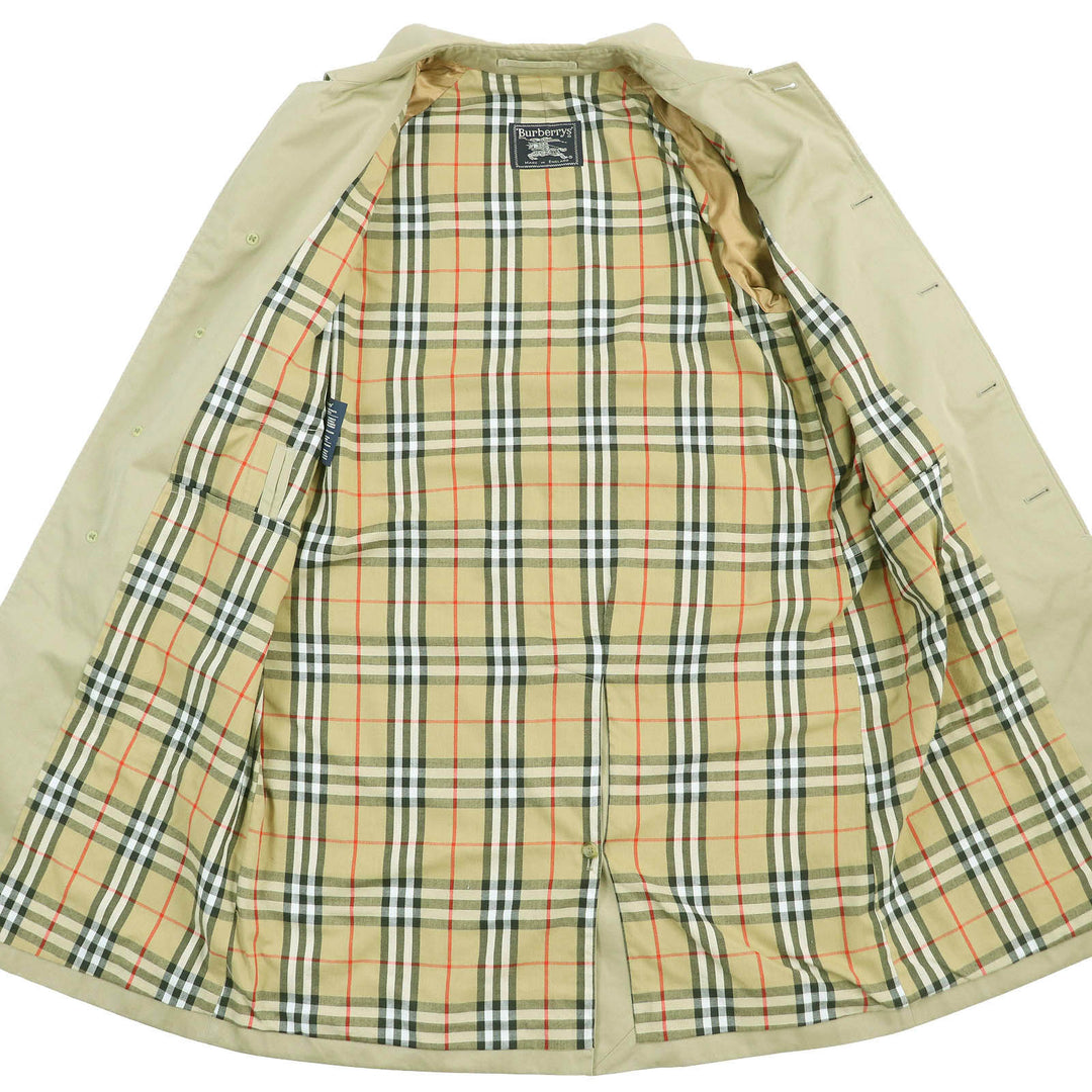 Great Burberrys coat Nova check pattern lining long beige cotton mens 46