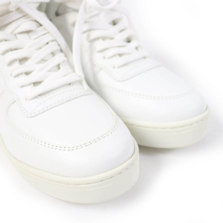 Great PRADA High cut sneakers Triangle logo white leather Women 37.5 1T638M