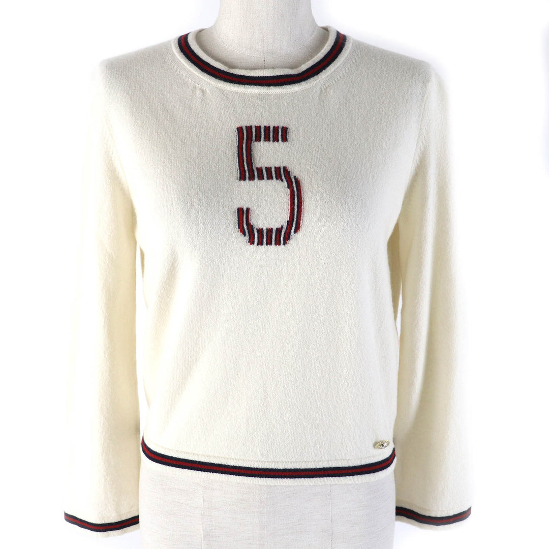 Excellent CHANEL knit No5 COCO Mark Point cashmere Women 38 P70307K10000
