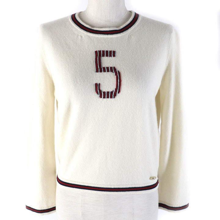 Excellent CHANEL knit No5 COCO Mark Point cashmere Women 38 P70307K10000