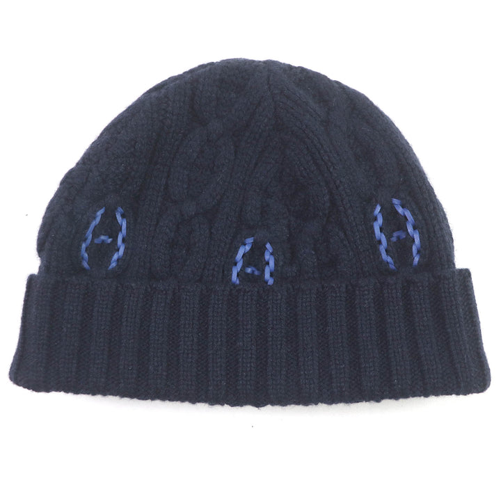 Pristine HERMES Knit cap BONNET HOMME TRI MAILLOW TRESS Bonnet Beanie