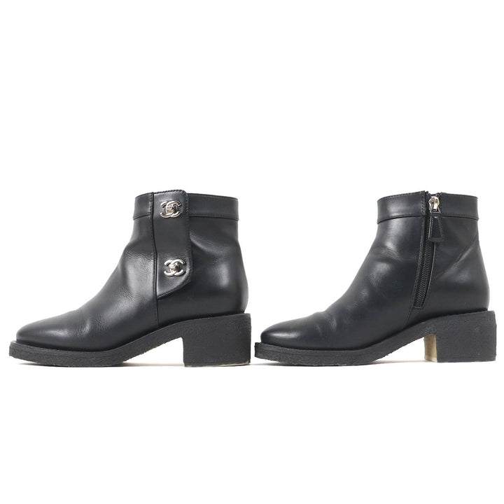 Great CHANEL short boots COCO Mark turnlock side zip Women 36 G31204