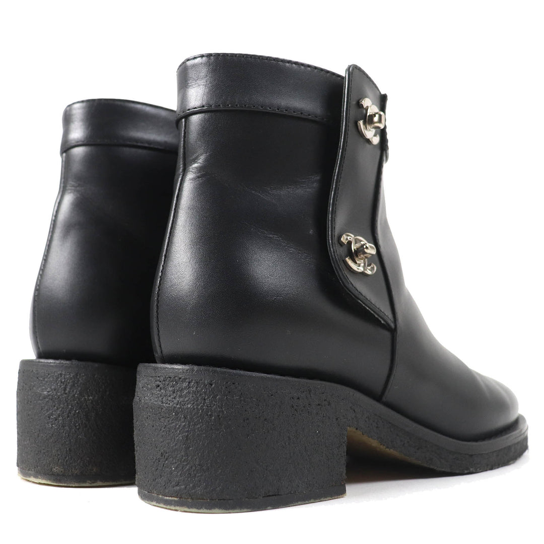 Great CHANEL short boots COCO Mark turnlock side zip Women 36 G31204