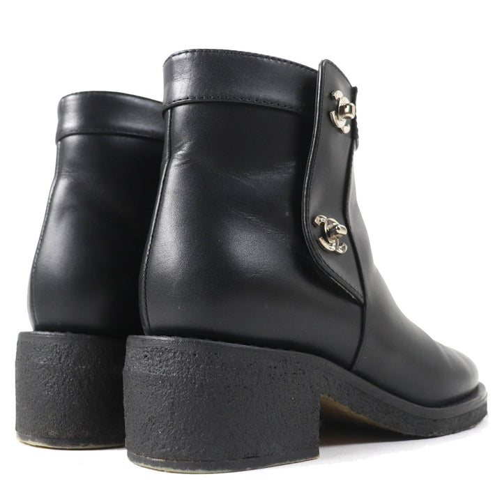 Great CHANEL short boots COCO Mark turnlock side zip Women 36 G31204