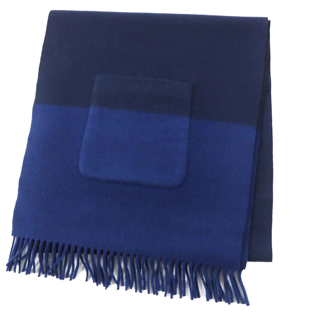 Excellent HERMES Scarf Allumet Pocket Bicolor Navy blue cashmere Women H259096S
