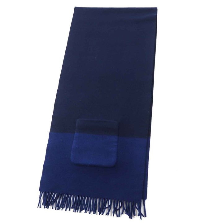 Excellent HERMES Scarf Allumet Pocket Bicolor Navy blue cashmere Women H259096S